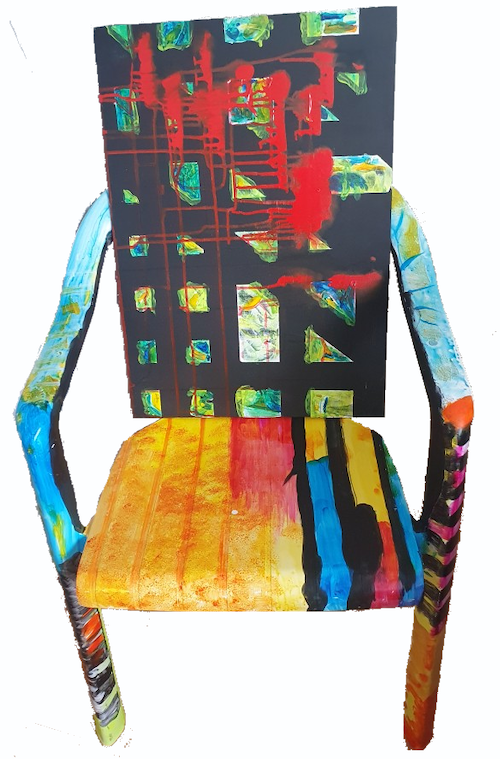 MB0028 - Werk ohne Titel - Acryl auf Stuhl